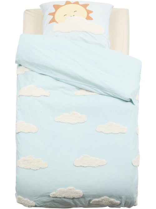Tufy biancheria da letto 140x200 cm azzurro con stampa nuvole - Kiabi Tufy biancheria da letto 140x200 cm azzurro con stampa nuvole - Kiabi