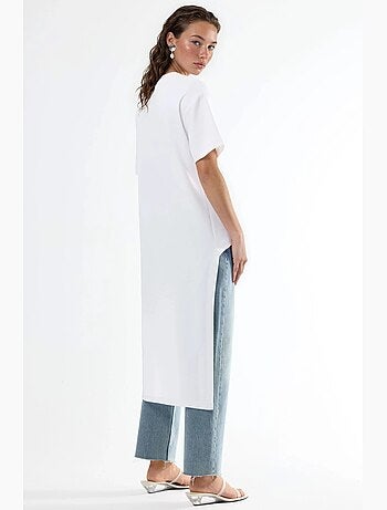 Tunica oversize con girocollo e spacco busem
