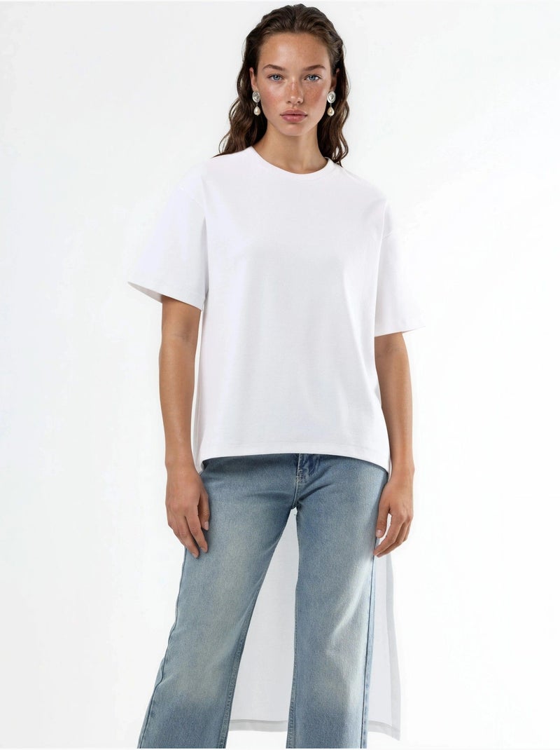 Tunica oversize con girocollo e spacco busem Bianco - Kiabi
