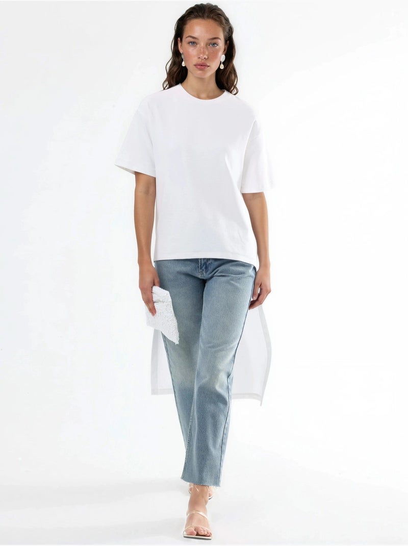Tunica oversize con girocollo e spacco busem Bianco - Kiabi