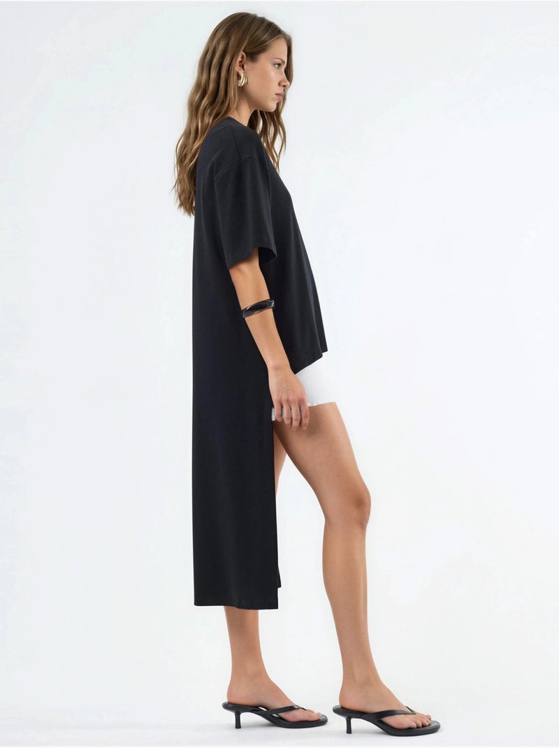 Tunica oversize con girocollo e spacco busem Nero - Kiabi