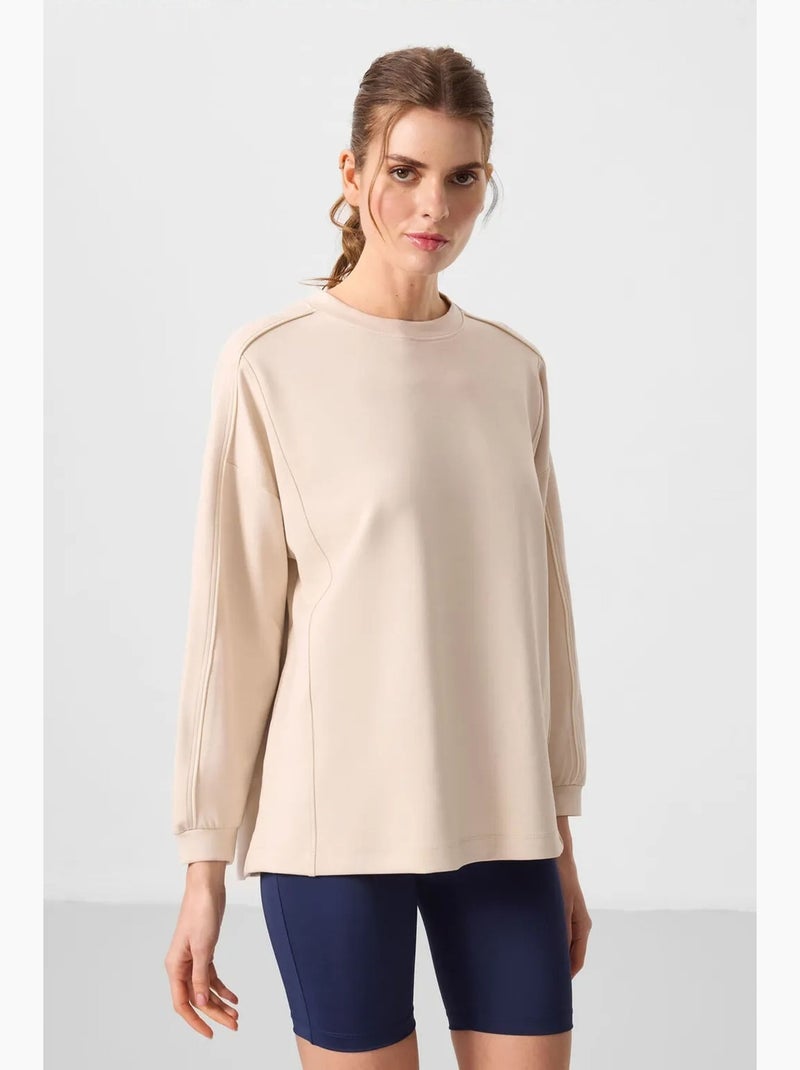 Tunica top oversize lunga a righe tommy Beige argilla - Kiabi