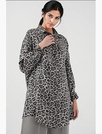 Tunicona lunga con stampa leopardata e bottoni bdart