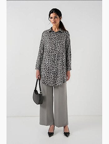 Tunicona lunga con stampa leopardata e bottoni bdart