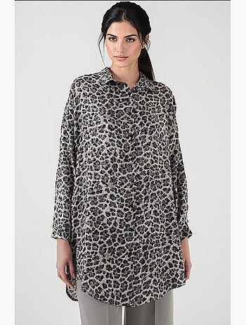 Tunicona lunga con stampa leopardata e bottoni bdart
