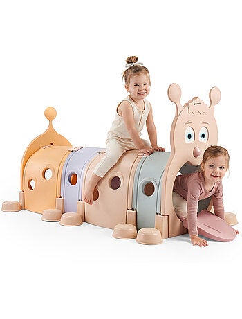 Tunnel da gioco modulabile a forma di bruco hypermotion per bambini con 4 moduli colorati
