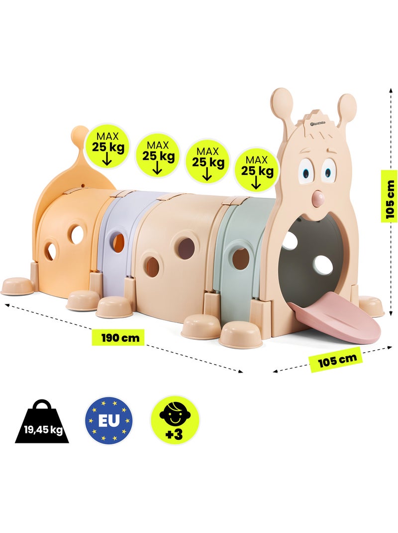 Tunnel da gioco modulabile a forma di bruco hypermotion per bambini con 4 moduli colorati N/D - Kiabi