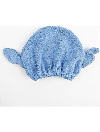 Turbante per capelli bambino Stitch microfibra blu: asciugatura rapida