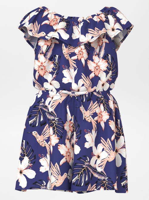 Tuta a fiori con collo bardot - Kiabi