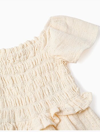 Tuta in cotone a gamba larga in ricamo inglese