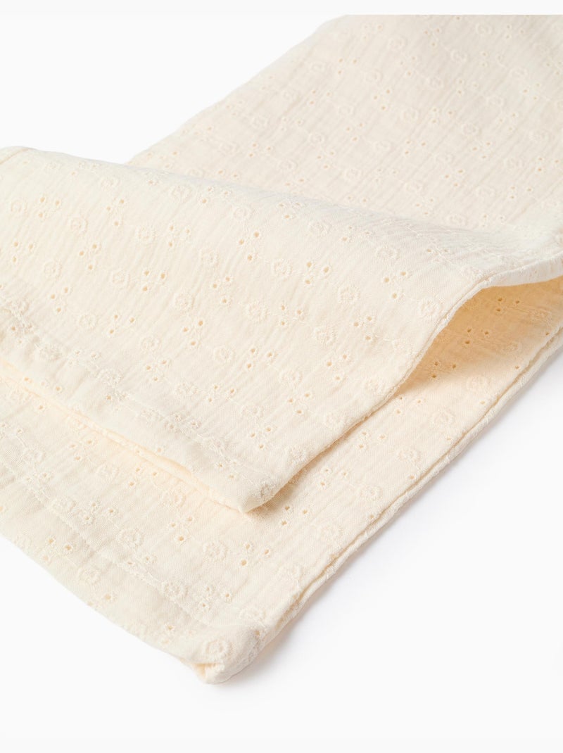 Tuta a gamba larga in cotone a ricamo inglese Beige chiaro - Kiabi