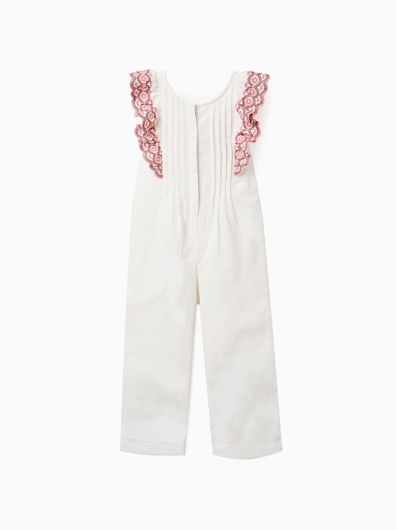 Tuta a gamba larga in cotone con volant Beige chiaro - Kiabi