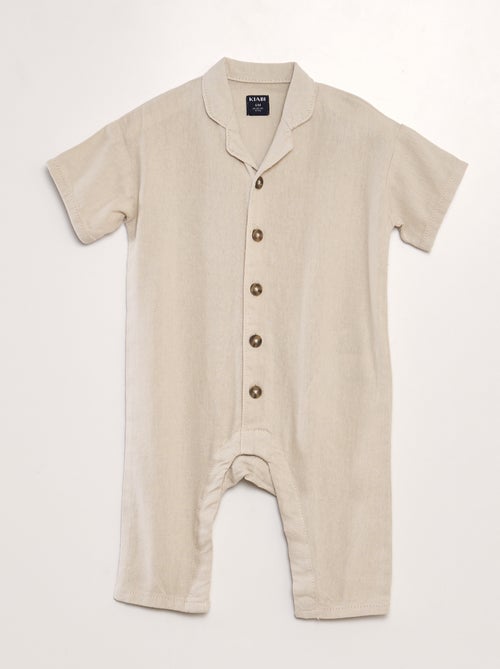 Tuta a maniche corte in misto lino - Unisex - Kiabi