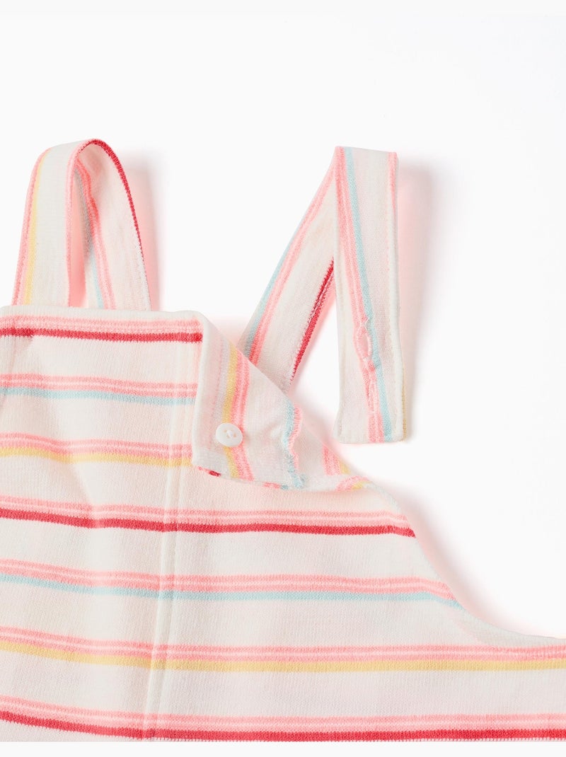 Tuta a righe in cotone con tasche sul davanti Bianco - Kiabi