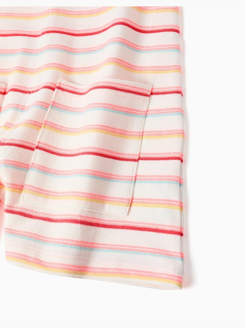 Tuta a righe in cotone con tasche sul davanti Bianco - Kiabi