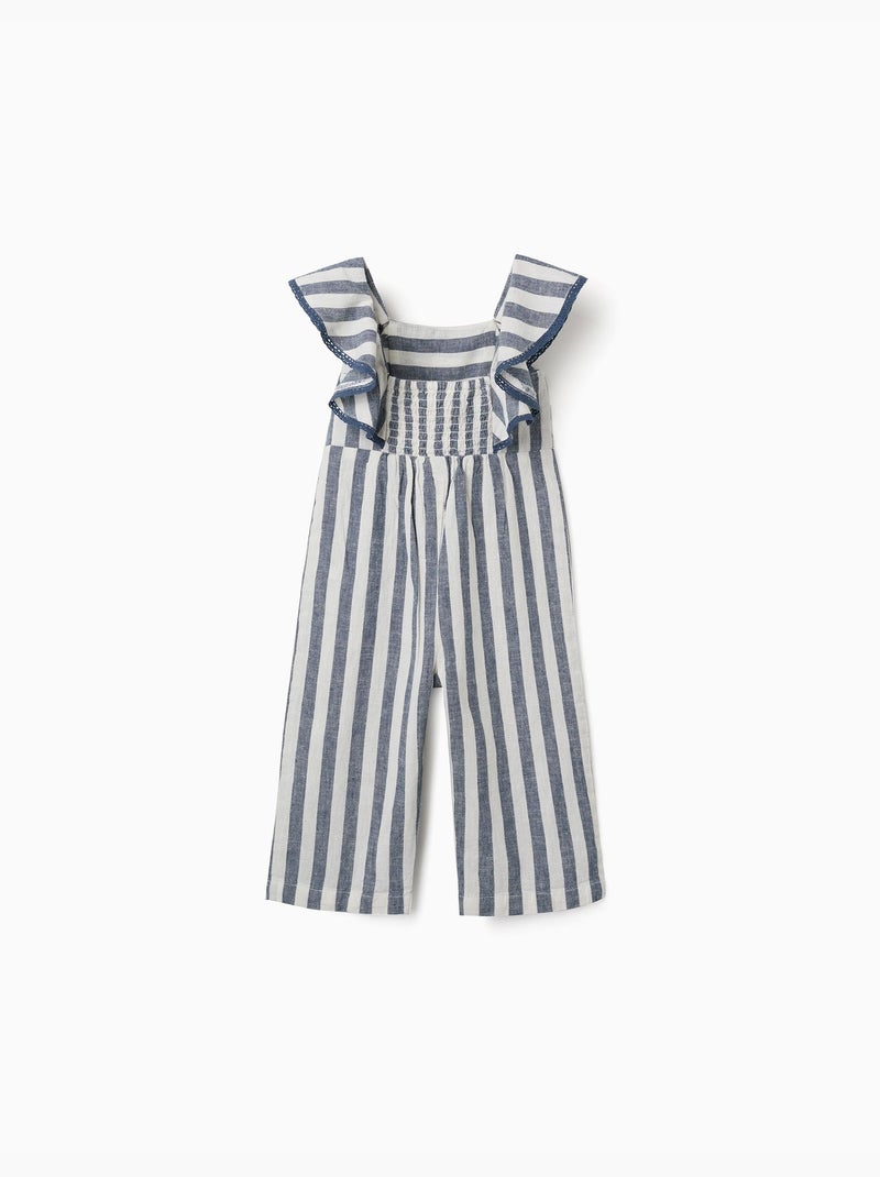 Tuta a righe in cotone e lino You&Me Beige chiaro - Kiabi