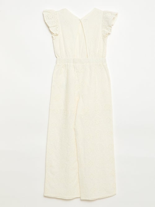 Tuta ampia in sangallo con volant cotone - Kiabi