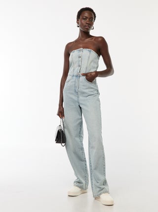 Tuta bustier in jeans