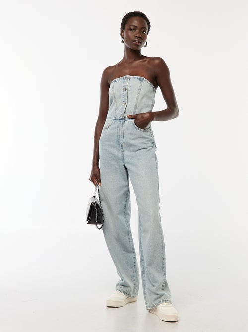 Tuta bustier in jeans - Kiabi