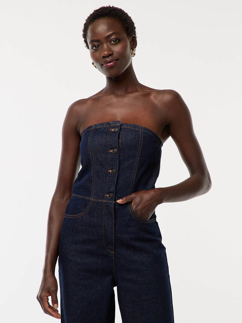 Tuta bustier in jeans Blu - Kiabi