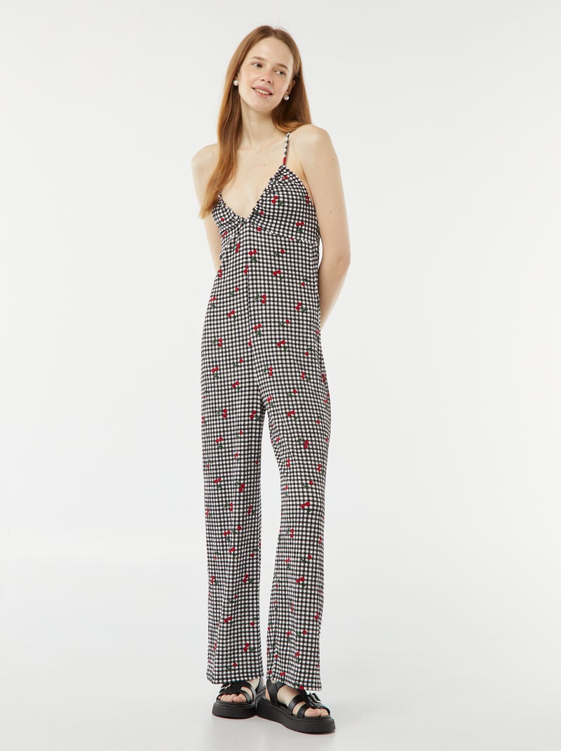 Tuta con pantaloni in maglia goffrata Nero - Kiabi
