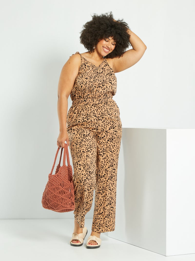 Tuta con pantaloni stampa 'leopardo' BEIGE - Kiabi