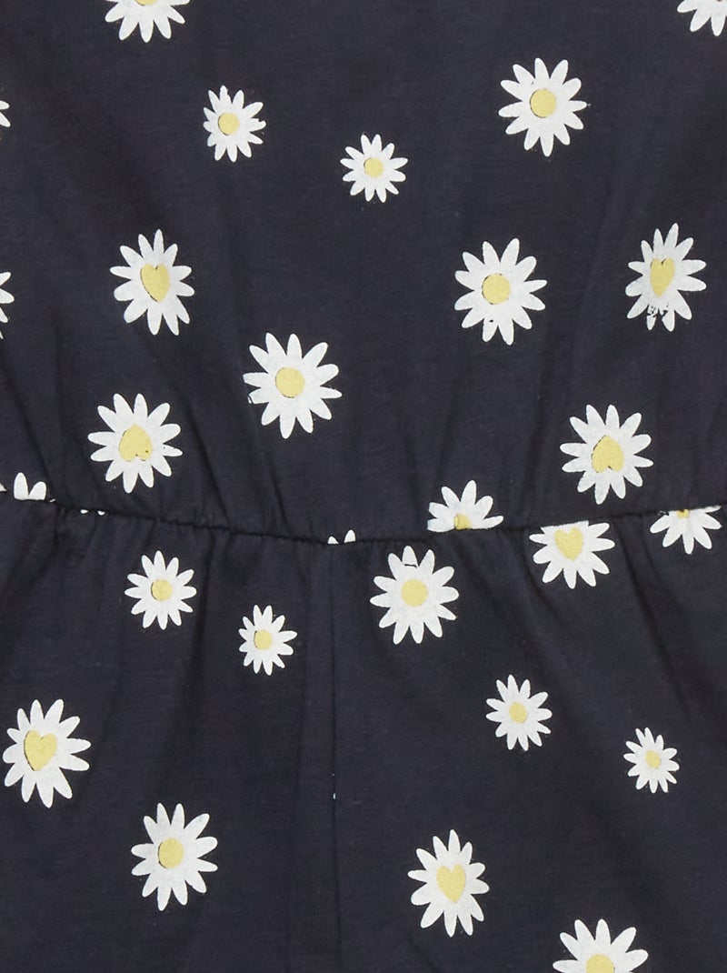 Tuta corta a fiori blu marine - Kiabi