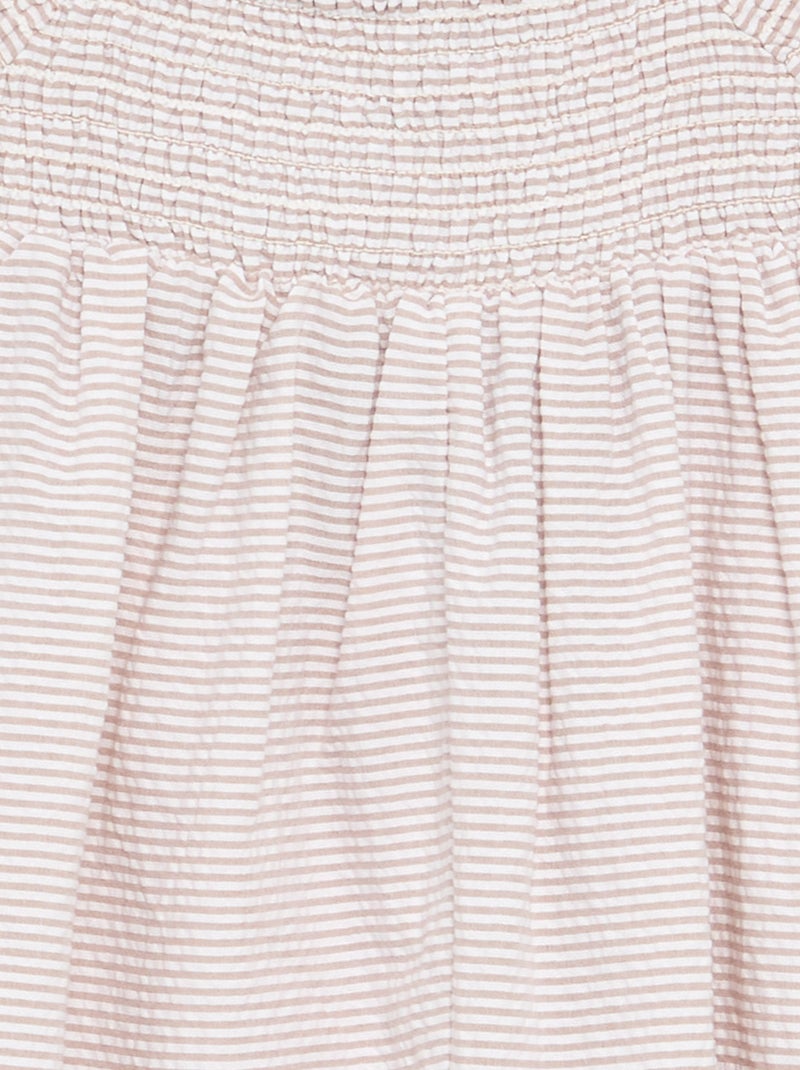 Tuta corta a righe in seersucker Beige - Kiabi