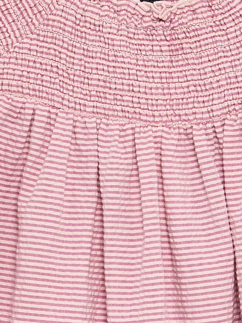 Tuta corta a righe in seersucker Rosa - Kiabi