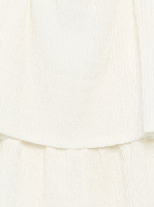 Tuta corta a tinta unita con spalline in maglia a nido d'ape - Kiabi