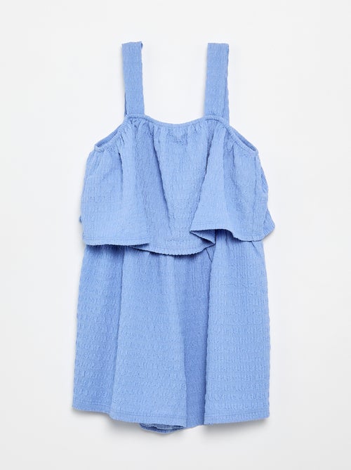 Tuta corta a tinta unita con spalline in maglia a nido d'ape - Kiabi