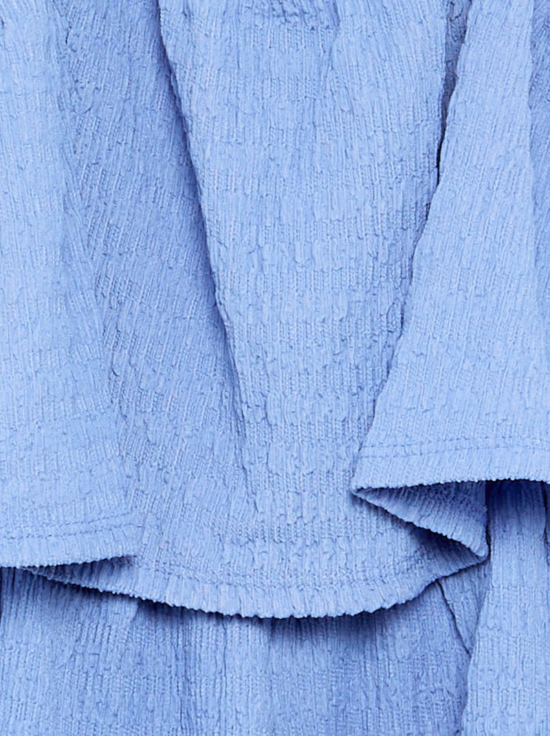 Tuta corta a tinta unita con spalline in maglia a nido d'ape Blu - Kiabi