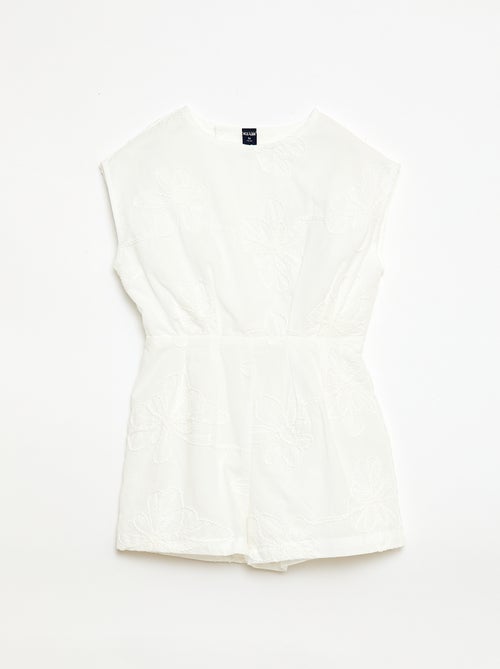 Tuta corta con grandi fiori ricamati - Kiabi