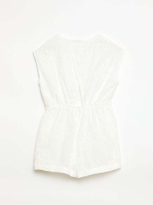 Tuta corta con grandi fiori ricamati - Kiabi