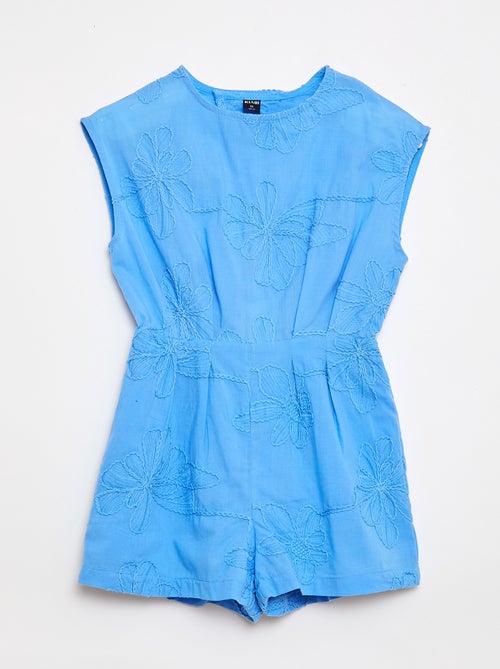 Tuta corta con grandi fiori ricamati - Kiabi