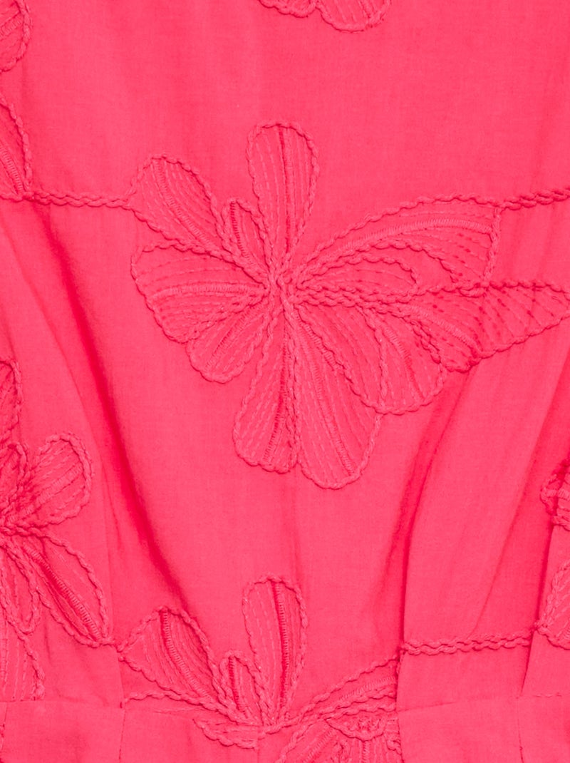 Tuta corta con grandi fiori ricamati Rosa - Kiabi