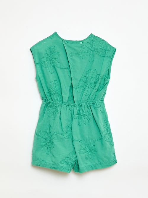 Tuta corta con grandi fiori ricamati - Kiabi