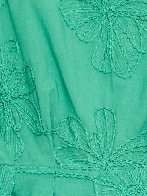 Tuta corta con grandi fiori ricamati - Kiabi