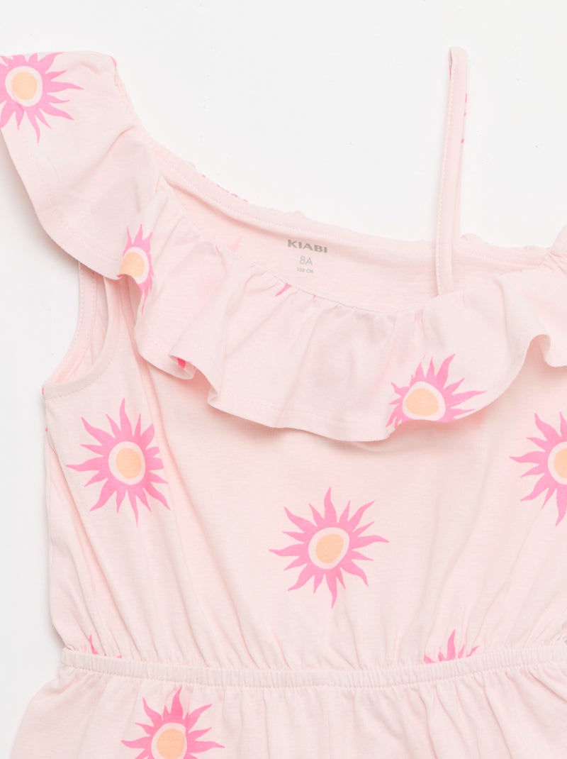 Tuta corta con scollo asimmetrico Rosa - Kiabi