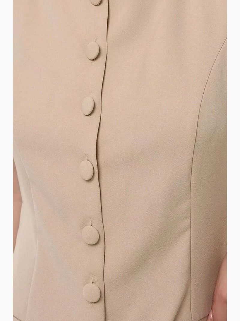 Tuta corta con scollo rotondo e bottoni hiccup Beige argilla - Kiabi