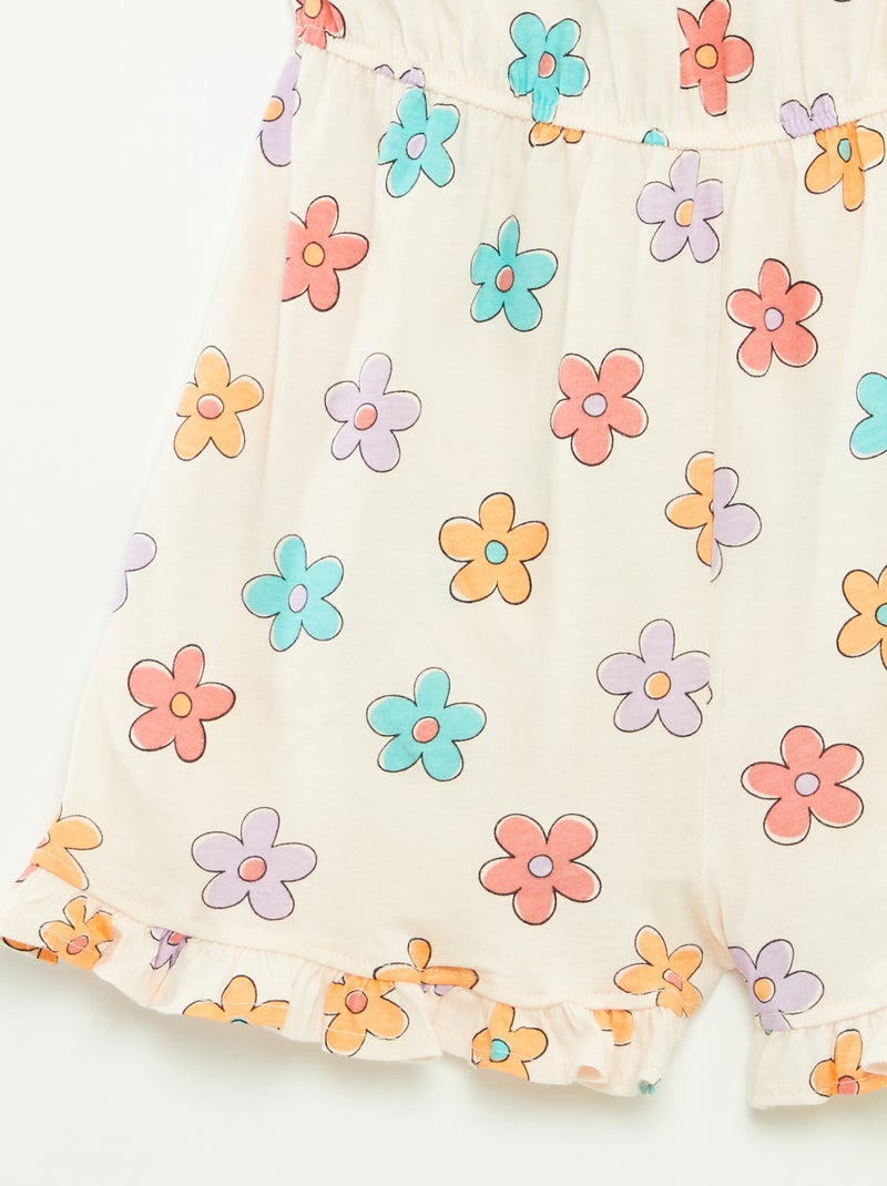 Tuta corta con spalline e stampa ROSA - Kiabi