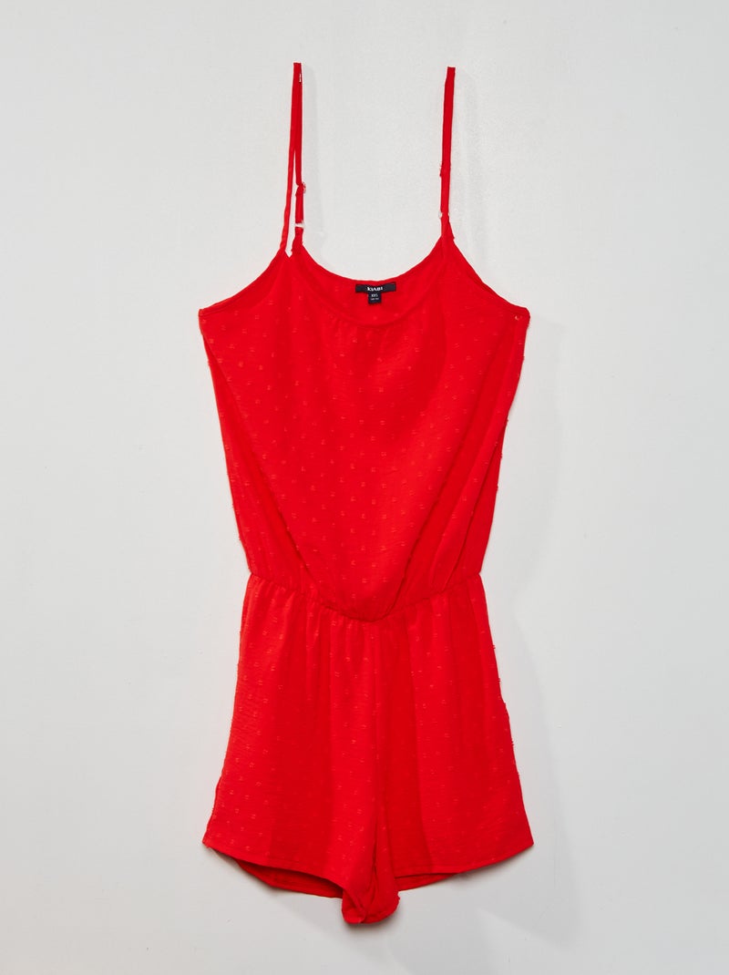 Tuta corta con spalline rosso - Kiabi