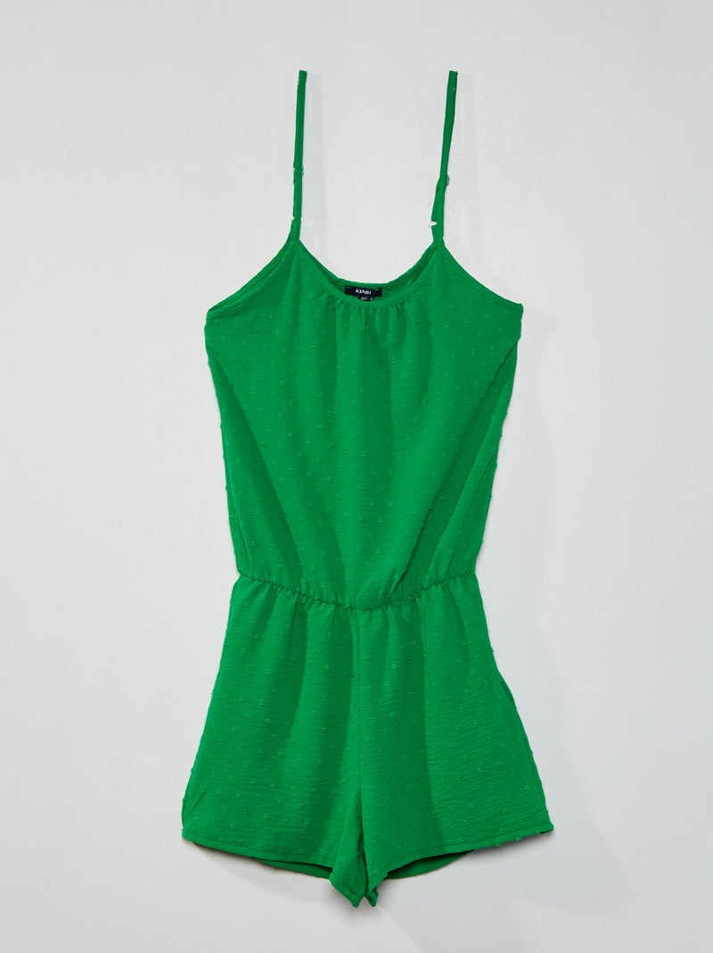 Tuta corta con spalline VERDE - Kiabi