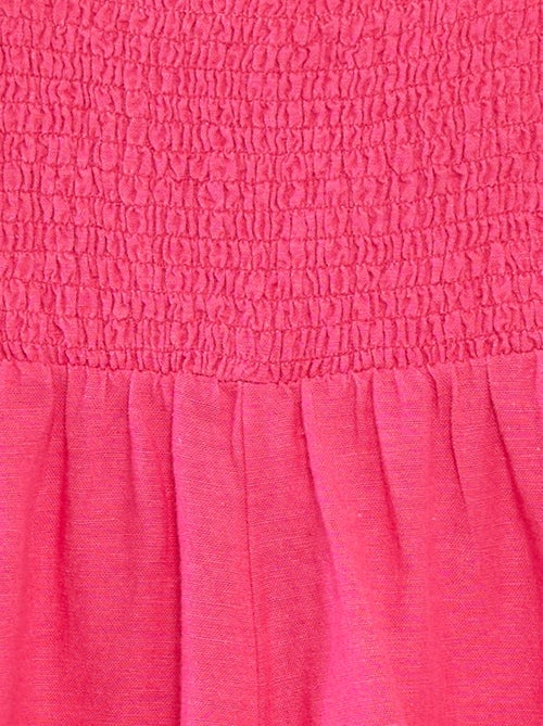 Tuta corta con volant in misto lino - Kiabi