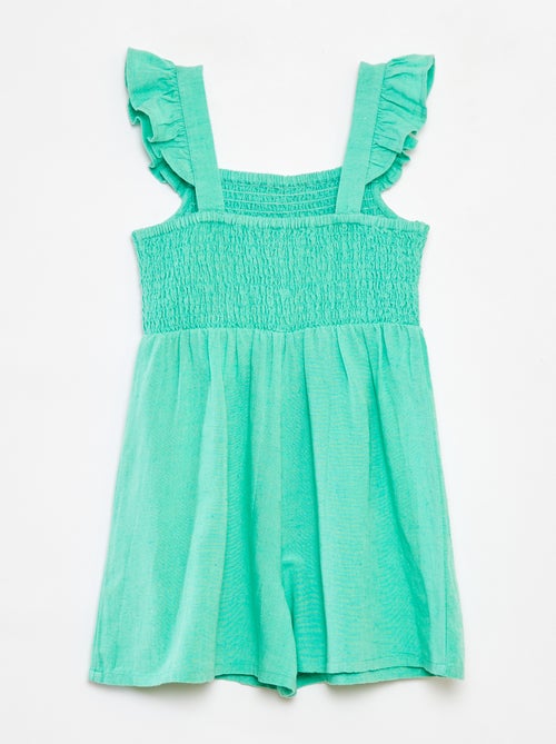 Tuta corta con volant in misto lino - Kiabi