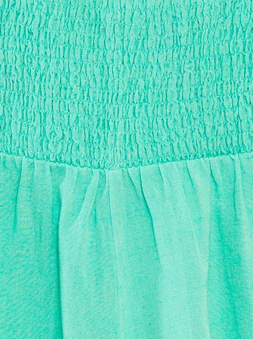 Tuta corta con volant in misto lino - Kiabi