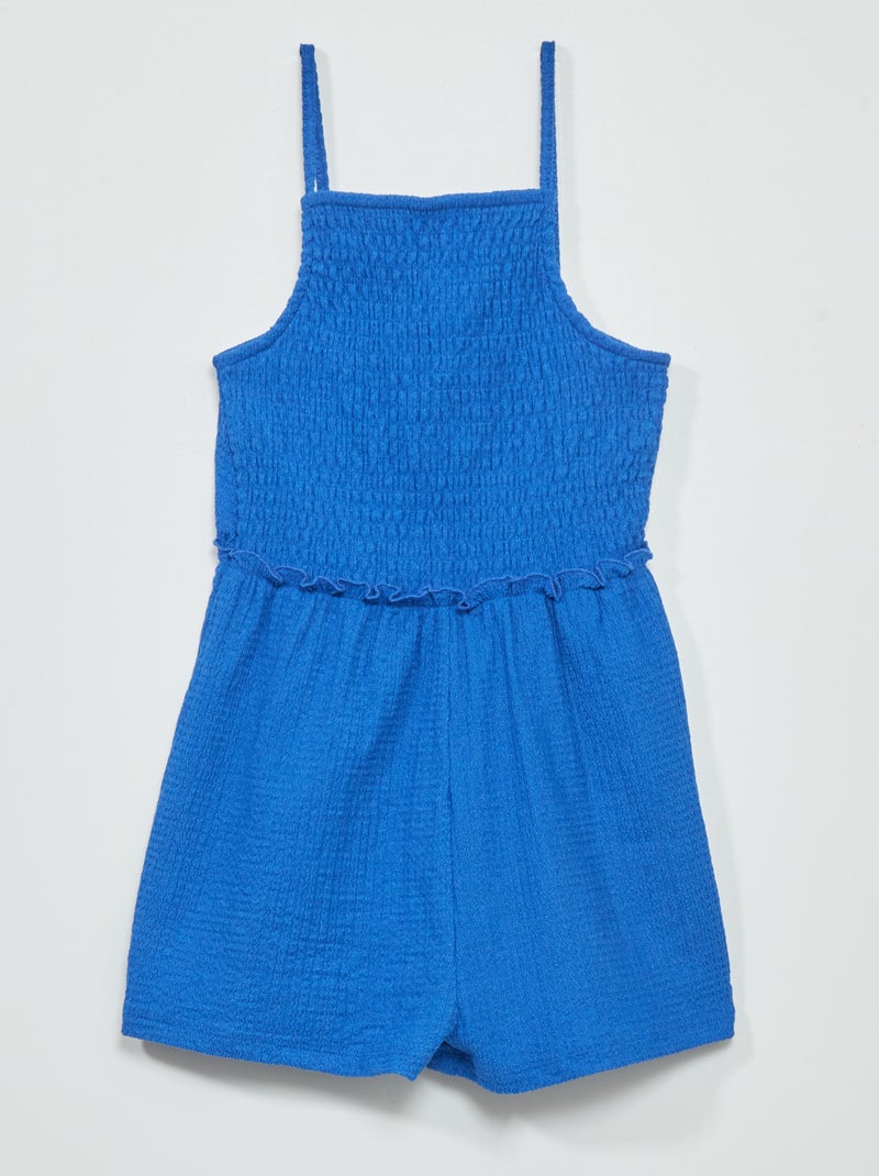 Tuta corta goffrata con spalline sottili blu - Kiabi