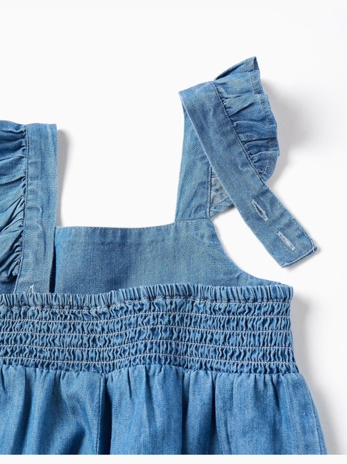 Tuta corta in denim a gamba larga con spalline arricciate - Kiabi