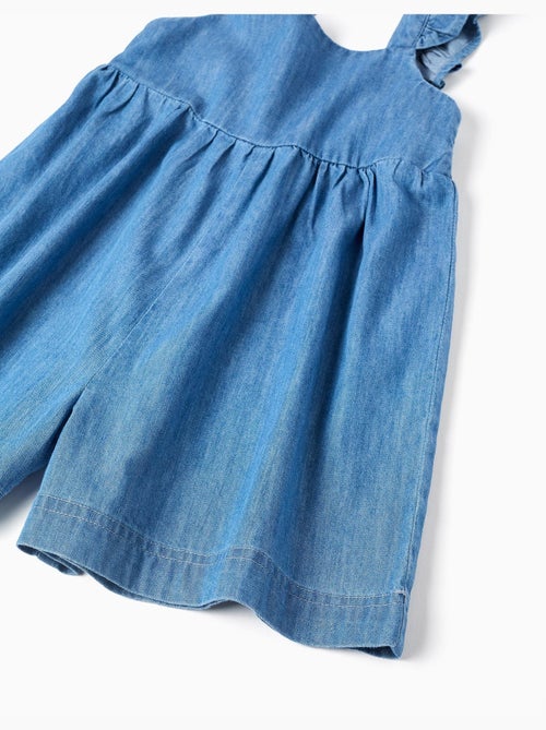 Tuta corta in denim a gamba larga con spalline arricciate - Kiabi