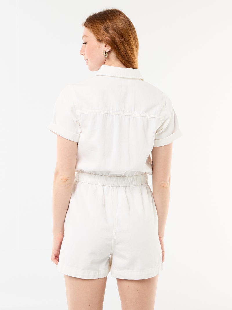 Tuta corta in denim Bianco - Kiabi